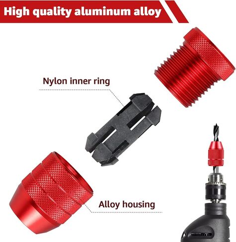 2Pcs Drill Depth Stop Adjustable Drill Bit Stop Collar Set Aluminum Alloy Drill Stop Precise Drill Size Range 5/64inch-3/16inch 15/64inch-7/16inch for Furniture Tile Metal Wood(gules) in Kuwait