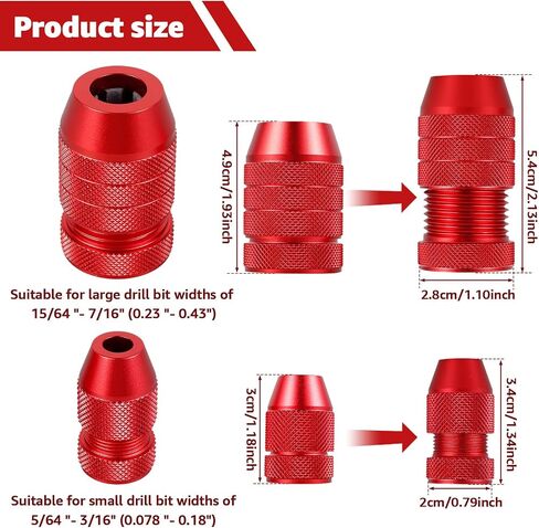 2Pcs Drill Depth Stop Adjustable Drill Bit Stop Collar Set Aluminum Alloy Drill Stop Precise Drill Size Range 5/64inch-3/16inch 15/64inch-7/16inch for Furniture Tile Metal Wood(gules) in Kuwait