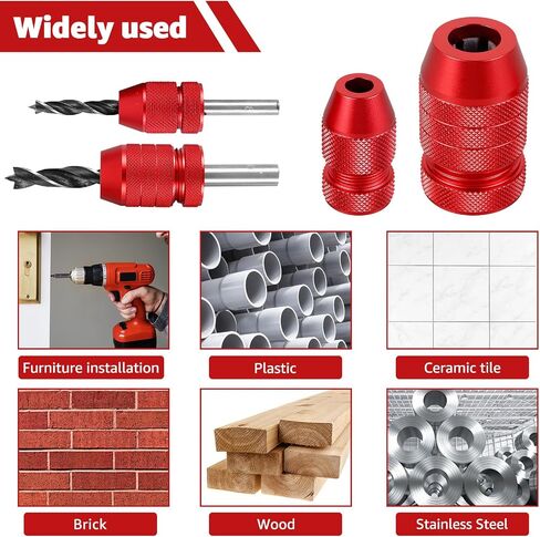 2Pcs Drill Depth Stop Adjustable Drill Bit Stop Collar Set Aluminum Alloy Drill Stop Precise Drill Size Range 5/64inch-3/16inch 15/64inch-7/16inch for Furniture Tile Metal Wood(gules) in Kuwait