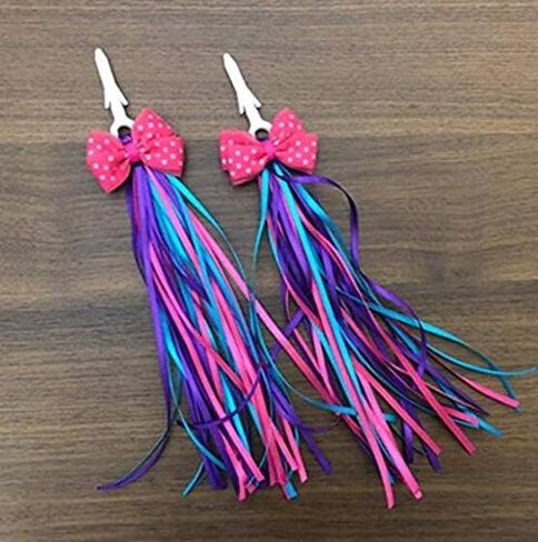 زوج واحد (قطعتان) ملون للأطفال دراجة دراجة سكوتر ترايك المقود مقبض فيونكة للدراجة مقابض دراجة متألقة طويلة شرابة شريط إكسسوارات حاملة الأطفال للفتيات والأولاد دراجة ديكو in Kuwait