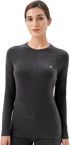 Thermal Underwear Womens - Base Layer Fleece Lined Top for Women, Long Sleeve Shirt Layering for Winter Cold Weather in Saudi Arabia