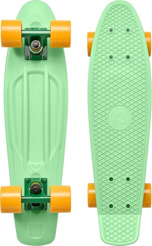 Retrospec Quip Mini Cruiser Skateboard 22.5" Classic Retro Plastic Cruiser Complete Skateboard with ABEC 7 Bearings and PU Wheels Compact Board w/Grippy, Molded Waffle Deck in Saudi Arabia
