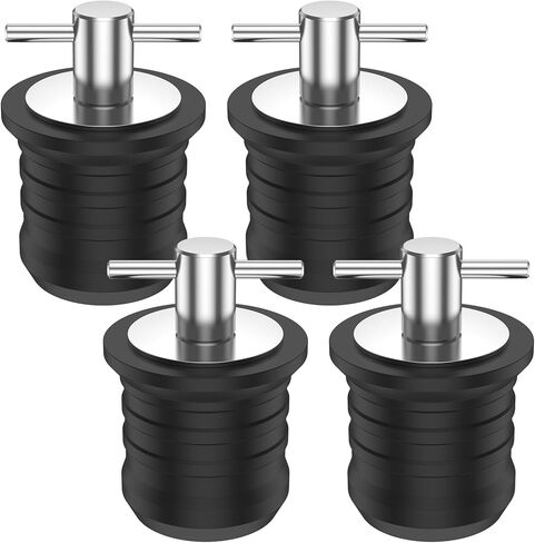 4Pcs T-Handle Drain Plug 25/32mm Metal Marine Boat Drain Plug Boat Rubber Plug Brass Boat Drain Twist Plug Sturdy Marine Boat Accessories for 3/4-inch 1-inch 1-1/4-Inch Hole(25mm,Silver) in Kuwait