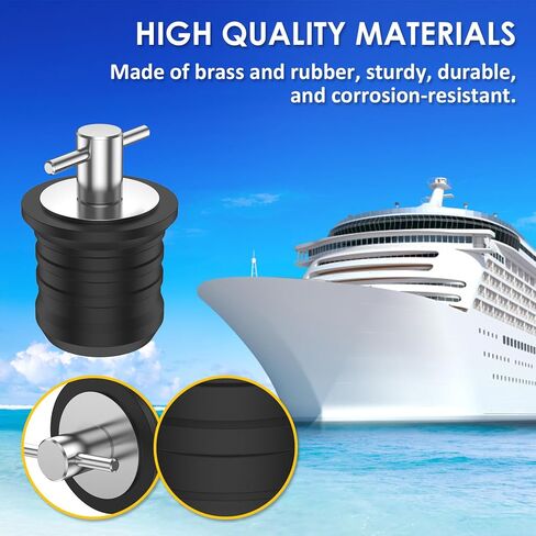 4Pcs T-Handle Drain Plug 25/32mm Metal Marine Boat Drain Plug Boat Rubber Plug Brass Boat Drain Twist Plug Sturdy Marine Boat Accessories for 3/4-inch 1-inch 1-1/4-Inch Hole(25mm,Silver) in Kuwait