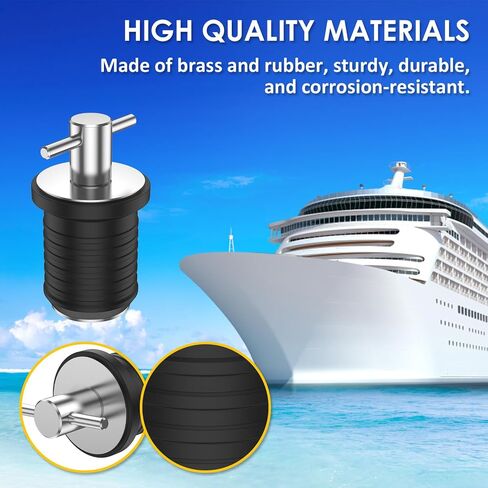 4Pcs T-Handle Drain Plug 25/32mm Metal Marine Boat Drain Plug Boat Rubber Plug Brass Boat Drain Twist Plug Sturdy Marine Boat Accessories for 3/4-inch 1-inch 1-1/4-Inch Hole(25mm,Silver) in Kuwait