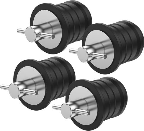 4Pcs T-Handle Drain Plug 25/32mm Metal Marine Boat Drain Plug Boat Rubber Plug Brass Boat Drain Twist Plug Sturdy Marine Boat Accessories for 3/4-inch 1-inch 1-1/4-Inch Hole(25mm,Silver) in Kuwait