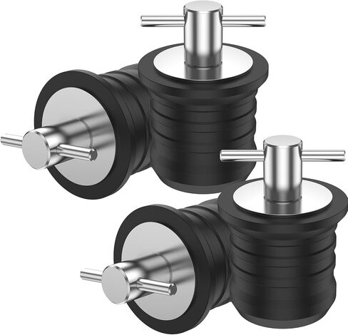 4Pcs T-Handle Drain Plug 25/32mm Metal Marine Boat Drain Plug Boat Rubber Plug Brass Boat Drain Twist Plug Sturdy Marine Boat Accessories for 3/4-inch 1-inch 1-1/4-Inch Hole(25mm,Silver) in Kuwait