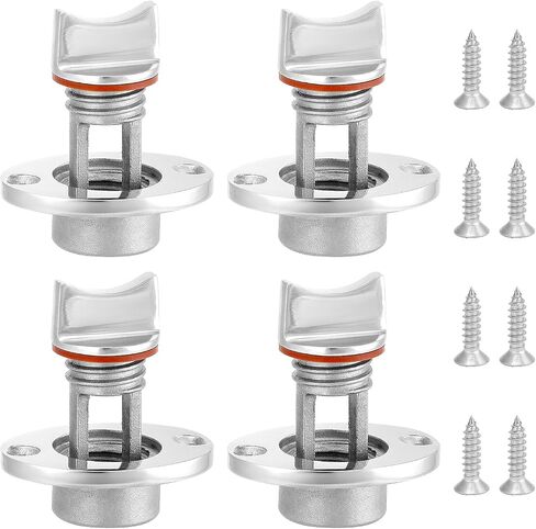 QWORK Marine Drain Plug Kit – 316 Stainless Steel 4-Pack Boat Drain Plug with Waterproof Seal Ring, Fits 1-Inch Hole, 3/4-Inch Thread, Anti-Corrosion for Bilge Drainage, Transom, Yacht, Fish Well in Saudi Arabia