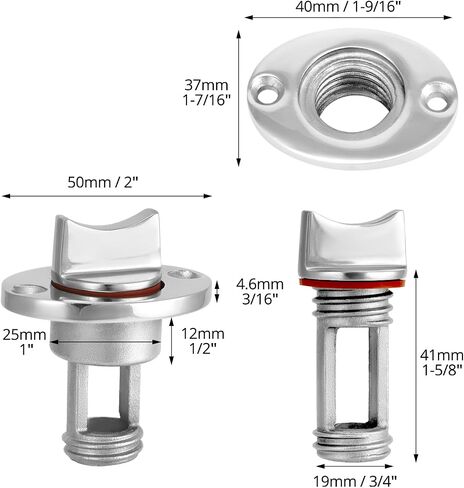 QWORK Marine Drain Plug Kit – 316 Stainless Steel 4-Pack Boat Drain Plug with Waterproof Seal Ring, Fits 1-Inch Hole, 3/4-Inch Thread, Anti-Corrosion for Bilge Drainage, Transom, Yacht, Fish Well in Saudi Arabia