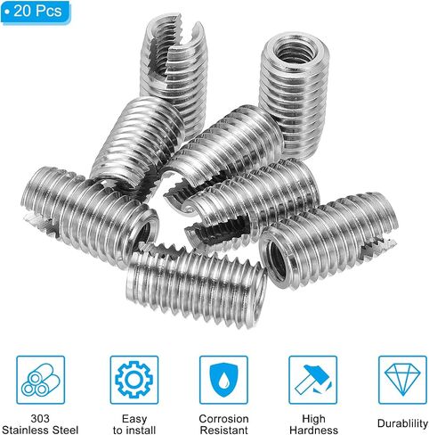 PATIKIL Self-Tapping Threaded Inserts, 20 Pcs M4 x M6.5 x 5mm 303 Stainless Steel Thread Adapter Reducer Slotted Screw Repair Inserts Nuts Sleeve in Saudi Arabia