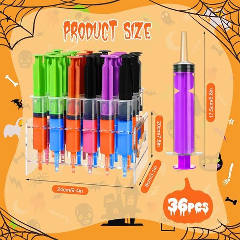 24 قطعة من سلاير 2 أونصة 60 مل من محاقن الهالوين مجموعة محاقن جيلي مع حامل حقنة بلاستيكية قابلة لإعادة الاستخدام وحقن جيلي وحفلات حقنة سائلة لعطلة الهالوين وعيد الميلاد وعيد الشكر in Kuwait