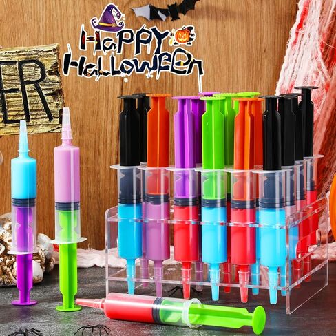 24 قطعة من سلاير 2 أونصة 60 مل من محاقن الهالوين مجموعة محاقن جيلي مع حامل حقنة بلاستيكية قابلة لإعادة الاستخدام وحقن جيلي وحفلات حقنة سائلة لعطلة الهالوين وعيد الميلاد وعيد الشكر in Kuwait