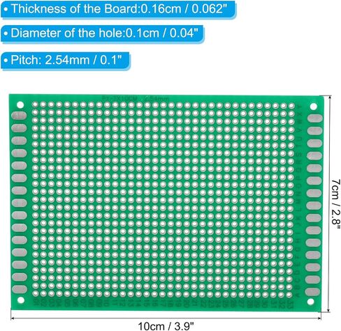 دائرة لوحة PCB مقاس 3.9 بوصة × 2.8 بوصة من PATIKIL، 5 قطع من لوحات اللحام النموذجية لألواح اللحام DIY ولوحات دوائر المشروع الإلكترونية، لوحة تجارب قابلة للحام، أخضر in Saudi Arabia