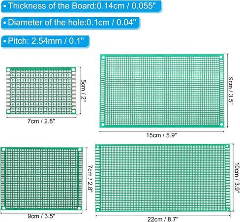 دائرة لوحة PCB من PATIKIL، 11 قطعة من لوحات لحام Perfboard النموذجية للحام DIY ولوحات دوائر المشروع الإلكترونية، لوح تجارب قابل للحام، أخضر in Saudi Arabia