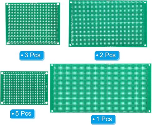 دائرة لوحة PCB من PATIKIL، 11 قطعة من لوحات لحام Perfboard النموذجية للحام DIY ولوحات دوائر المشروع الإلكترونية، لوح تجارب قابل للحام، أخضر in Saudi Arabia