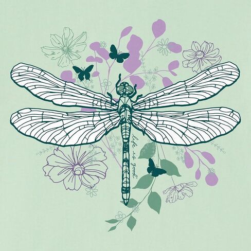 Life is Good. Women's Floral Backdrop Dragonfly Long Sleeve Crusher-LITE Hooded Tee, Sage Green (US, Alpha, X-Large, Regular, Regular, Sage Green) in Saudi Arabia