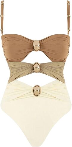Verdusa Women's Cut Out Colorblock One Piece Swimsuit Ruched Swimwear Bathing Suit in Kuwait