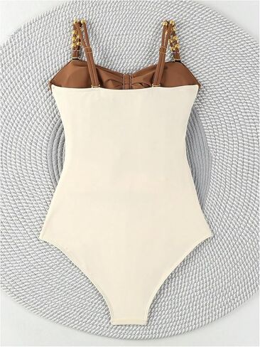 Verdusa Women's Cut Out Colorblock One Piece Swimsuit Ruched Swimwear Bathing Suit in Kuwait