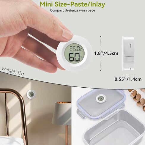 3 عبوات صغيرة من مقياس الرطوبة ومقياس الحرارة، مقياس الرطوبة الرقمي الداخلي والخارجي لدرجة الحرارة، ℉/درجة مئوية، للمنزل، المكتب، الزواحف، السيارة، الدفيئة، المختبر، تررم، القبو.. A01 أبيض in Kuwait