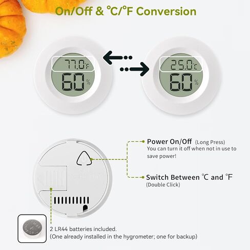 3 عبوات صغيرة من مقياس الرطوبة ومقياس الحرارة، مقياس الرطوبة الرقمي الداخلي والخارجي لدرجة الحرارة، ℉/درجة مئوية، للمنزل، المكتب، الزواحف، السيارة، الدفيئة، المختبر، تررم، القبو.. A01 أبيض in Kuwait