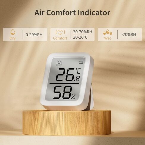 SwitchBot Thermometer Hygrometer, Bluetooth Indoor Humidity Meter and Temperature Sensor with App Control, Large LCD Display, Notification Alerts, Data Storage Export, Remote Monitor for Home (2 Pack) in Kuwait