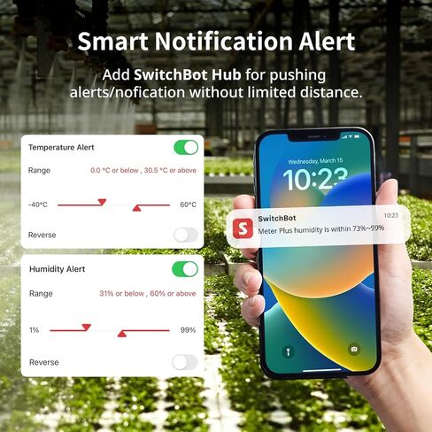 SwitchBot Thermometer Hygrometer, Bluetooth Indoor Humidity Meter and Temperature Sensor with App Control, Large LCD Display, Notification Alerts, Data Storage Export, Remote Monitor for Home (2 Pack) in Kuwait
