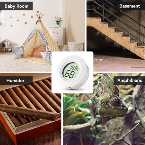 3 عبوات صغيرة من مقياس الرطوبة ومقياس الحرارة، مقياس الرطوبة الرقمي الداخلي والخارجي لدرجة الحرارة، ℉/درجة مئوية، للمنزل، المكتب، الزواحف، السيارة، الدفيئة، المختبر، تررم، القبو.. A01 أبيض in Kuwait