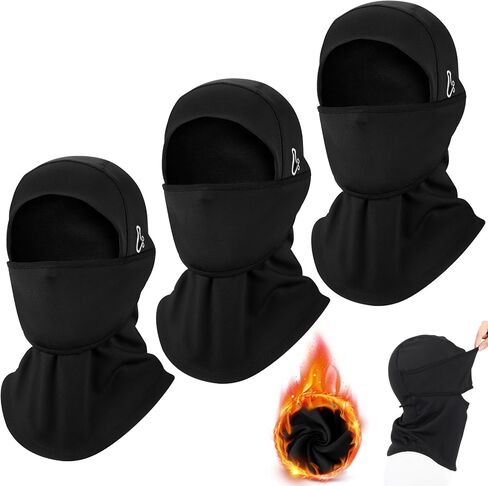 Eurzom 3 Pcs Winter Balaclava Moveable Face Mask Windproof Thermal Ski Mask with Reflective Stripe Cold Weather Ski Mask for Men Women Winter Scarf Mask Neck Warmer Hood for Skiing Cycling Black in Saudi Arabia