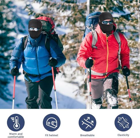 Eurzom 3 Pcs Winter Balaclava Moveable Face Mask Windproof Thermal Ski Mask with Reflective Stripe Cold Weather Ski Mask for Men Women Winter Scarf Mask Neck Warmer Hood for Skiing Cycling Black in Saudi Arabia