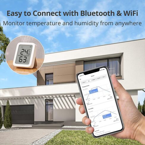 SwitchBot Thermometer Hygrometer, Bluetooth Indoor Humidity Meter and Temperature Sensor with App Control, Large LCD Display, Notification Alerts, Data Storage Export, Remote Monitor for Home (2 Pack) in Kuwait