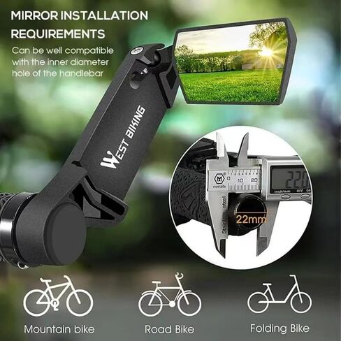 Bike Mirror,HD Bicycle Mirror 2Pcs,360 Degree Rotatable,Handlebar End Mirror,Foldable，Glass Lens，Bicycle Handle Hunction in Saudi Arabia