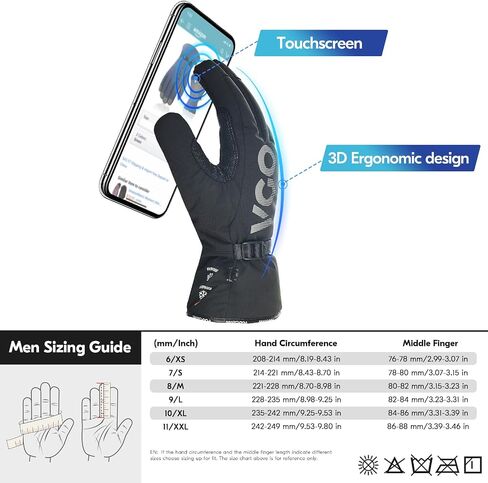 Vgo... -20℃/-4°F Waterproof Winter Work Gloves Cold Weather Waterproof Work Gloves Waterproof Insulated Gloves(1 Pair,M,Black,SL7761FLWP) in Saudi Arabia