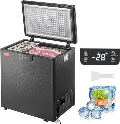 VEVOR Chest Freezer, 10 Cu.ft Compact Deep Freezer, Free Standing Top Open Door Compact Freezers with 2 Removable Baskets & Adjustable Thermostat, Energy Saving & Low Noise, White in Saudi Arabia