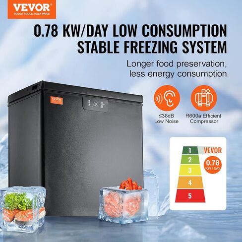 VEVOR Chest Freezer, 10 Cu.ft Compact Deep Freezer, Free Standing Top Open Door Compact Freezers with 2 Removable Baskets & Adjustable Thermostat, Energy Saving & Low Noise, White in Saudi Arabia