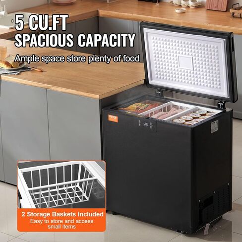 VEVOR Chest Freezer, 10 Cu.ft Compact Deep Freezer, Free Standing Top Open Door Compact Freezers with 2 Removable Baskets & Adjustable Thermostat, Energy Saving & Low Noise, White in Saudi Arabia