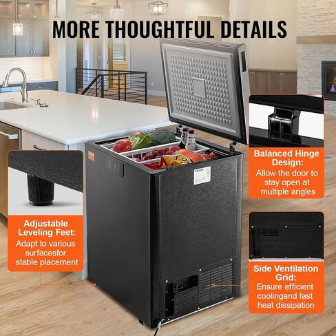 VEVOR Chest Freezer, 10 Cu.ft Compact Deep Freezer, Free Standing Top Open Door Compact Freezers with 2 Removable Baskets & Adjustable Thermostat, Energy Saving & Low Noise, White in Saudi Arabia