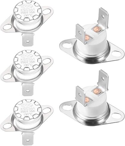 uxcell KSD301 Thermostat 130°C/266°F 10A Normally Closed N.C Adjust Snap Disc Temperature Switch for Microwave Oven Coffee Maker 5pcs in Saudi Arabia