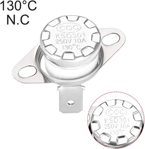 uxcell KSD301 Thermostat 130°C/266°F 10A Normally Closed N.C Adjust Snap Disc Temperature Switch for Microwave Oven Coffee Maker 5pcs in Saudi Arabia