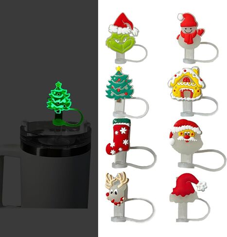 9 Pcs Straw Cover Cap for Stanley 30&40 oz Tumbler Cups, 0.4 in / 10mm Wide Cute Silicone Straw Topper Tips Lids Protectors for Compatible with Stanley Cup Straws Accessories in Saudi Arabia