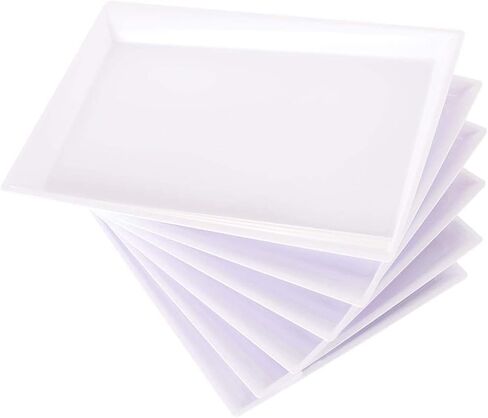 Supernal 12pcs White Plastic Serving Trays,15''X10'' Decorative Serving Trays,Slanted Rectangle Platter,Plastic Fast Food Tray,Wedding Platter Party Trays,Disposable Serving Party in Saudi Arabia