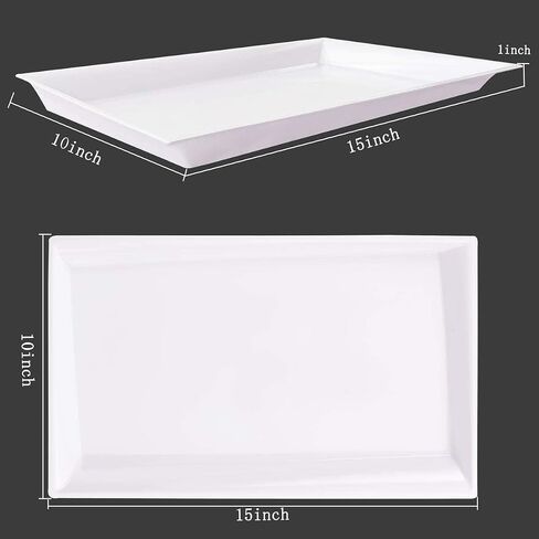 Supernal 12pcs White Plastic Serving Trays,15''X10'' Decorative Serving Trays,Slanted Rectangle Platter,Plastic Fast Food Tray,Wedding Platter Party Trays,Disposable Serving Party in Saudi Arabia