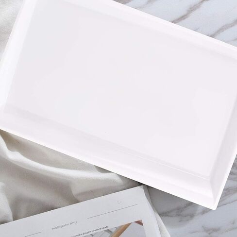 Supernal 12pcs White Plastic Serving Trays,15''X10'' Decorative Serving Trays,Slanted Rectangle Platter,Plastic Fast Food Tray,Wedding Platter Party Trays,Disposable Serving Party in Saudi Arabia