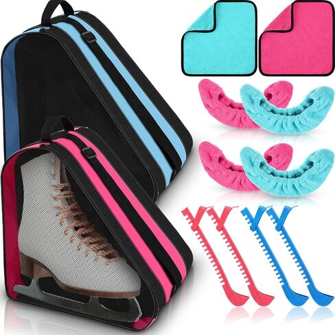 Liliful 8 Pcs Skate Guards Skate Blade Protector Covers Towel Ice Inline Skate Bag Set Ice Skating Guards for Adult Figure Skating or Hockey Winter Supply in Saudi Arabia