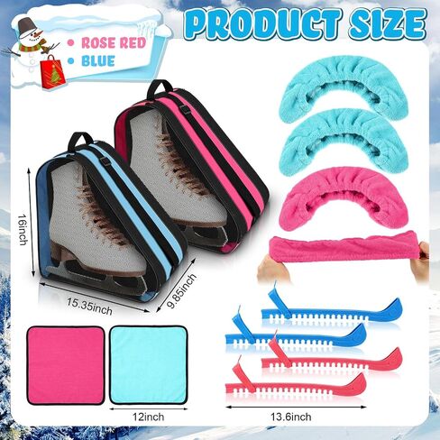 Liliful 8 Pcs Skate Guards Skate Blade Protector Covers Towel Ice Inline Skate Bag Set Ice Skating Guards for Adult Figure Skating or Hockey Winter Supply in Saudi Arabia