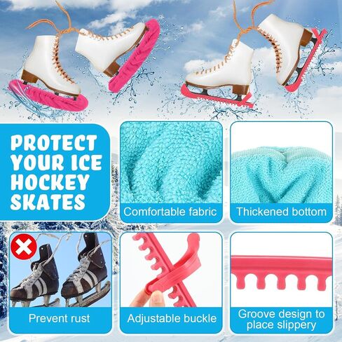 Liliful 8 Pcs Skate Guards Skate Blade Protector Covers Towel Ice Inline Skate Bag Set Ice Skating Guards for Adult Figure Skating or Hockey Winter Supply in Saudi Arabia