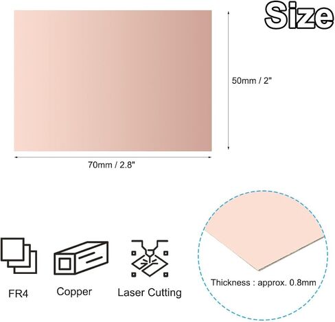 PATIKIL 4.8x7.2 بوصة مزدوجة الجوانب من النحاس المكسو بطبقة PCB، 6 قطع بسمك 1.5 مم FR4 مطلي بالنحاس لوحة نموذج الدائرة العالمية للحفر DIY PCB Kit in Saudi Arabia