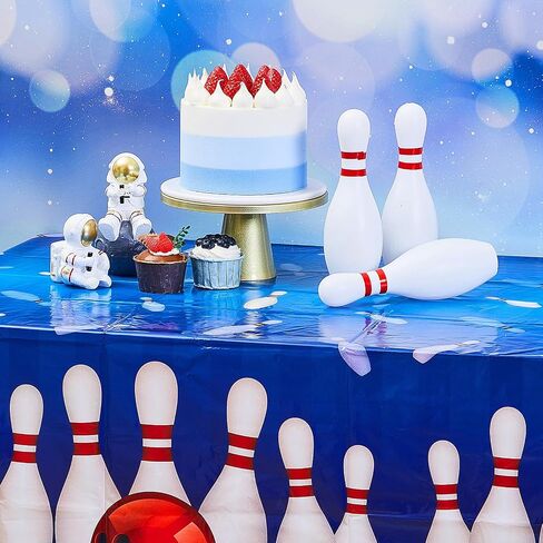 Preboun 3 Pcs Bowling Party Tablecloth 51" x 87" Bowling Party Decorations Bowling Ball Rectangular Table Cover Waterproof Tabletop Plastic Bowling Birthday Party Supplies for Kitchen Dining in Kuwait
