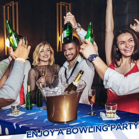 Preboun 3 Pcs Bowling Party Tablecloth 51" x 87" Bowling Party Decorations Bowling Ball Rectangular Table Cover Waterproof Tabletop Plastic Bowling Birthday Party Supplies for Kitchen Dining in Kuwait