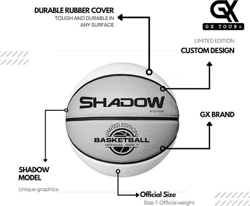 Shadow Limited Edition Basketball, Regulation Size 7, 29.5 inches, White Grey. Indoor and Outdoor. Great Gift idea. in Saudi Arabia