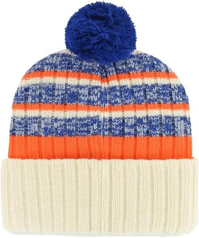 قبعة شتوية من 47 New York Mets Beanie للرجال والنساء من نسيج بوم محبوك، مقاس قابل للتمدد، كريمي/أبيض طبيعي، مقاس واحد in Saudi Arabia